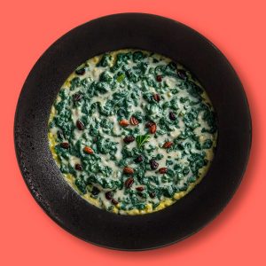Espinacas con bechamel y pasas (350 g.)